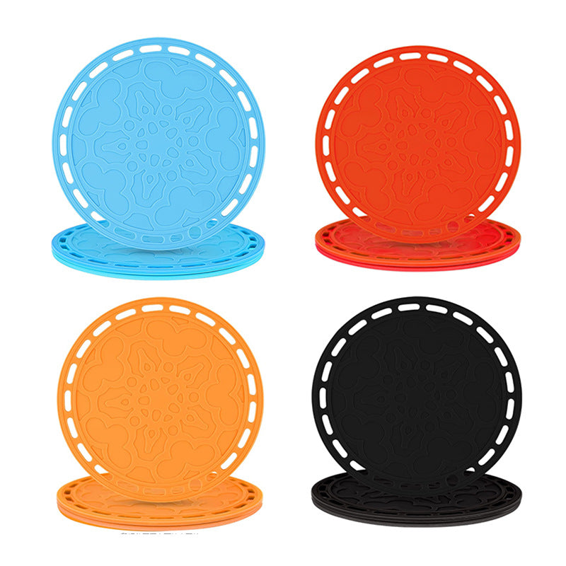 Cross-border supply 20CM silicone tableware round heat insulation pad kitchen daily multi-functional placemat non-slip food grade