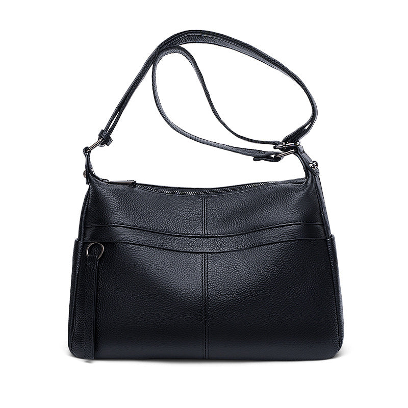 Casual leather women's messenger bag 2025 new trendy large-capacity mother messenger bag multi-bag simple cowhide shoulder bag