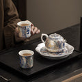 Dunhuang gilt silver tea set suit souvenir portable kung fu tea set gift box one pot two cups with pot gift gift