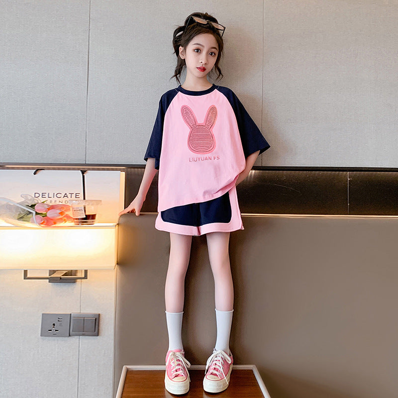 Girls' summer outfit  new trendy summer clothes kids casual children's wear girls' big kids stylish sportswear summer style