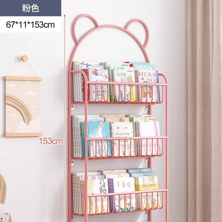 Behind the door shelf wrought iron ultra-thin bookshelf floor-to-ceiling children's simple extremely narrow crack wall wall hanging household storage cabinet