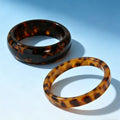 European and american cross-border retro trendy round resin leopard print bracelet niche design maillard hand stacked jewelry for women