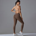 New seamless yoga set: camisole, backless, tight-fitting, high-waisted, butt-lifting activewear - breathable running and fitness outfit