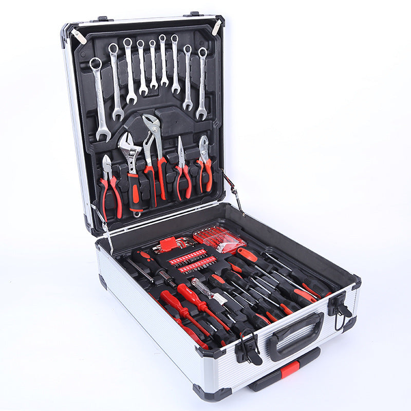 Aluminum box set 187-piece set Household tie rod 499-piece set Combination tool ratchet opening wrench Hardware toolbox