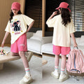 Summer  new girls' cartoon casual short-sleeve student t-shirt, loose-fit girl's outfit, hong kong style top