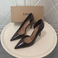 Spanish mng mango stone pattern dark brown high heels women's new pointed toe stiletto elegant sexy pumps