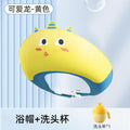 Triceratops shower cap - yellow + shampoo cup