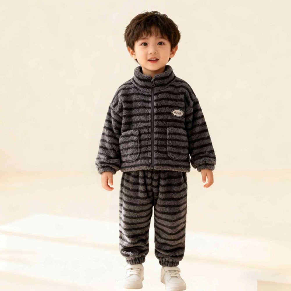 Boys' pajamas - new  collection - kids' coral fleece loungewear - autumn/winter boys' big kids' fleece-lined thickened set