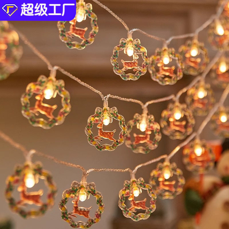 Christmas decorative lights flashing lights string lights hollowed out elk hanging lights girl room layout atmosphere trunk atmosphere