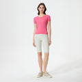 Summer seamless one-piece knit crew neck yoga top - slim fit, quick-dry, breathable running & workout short sleeve tee for women - d25073