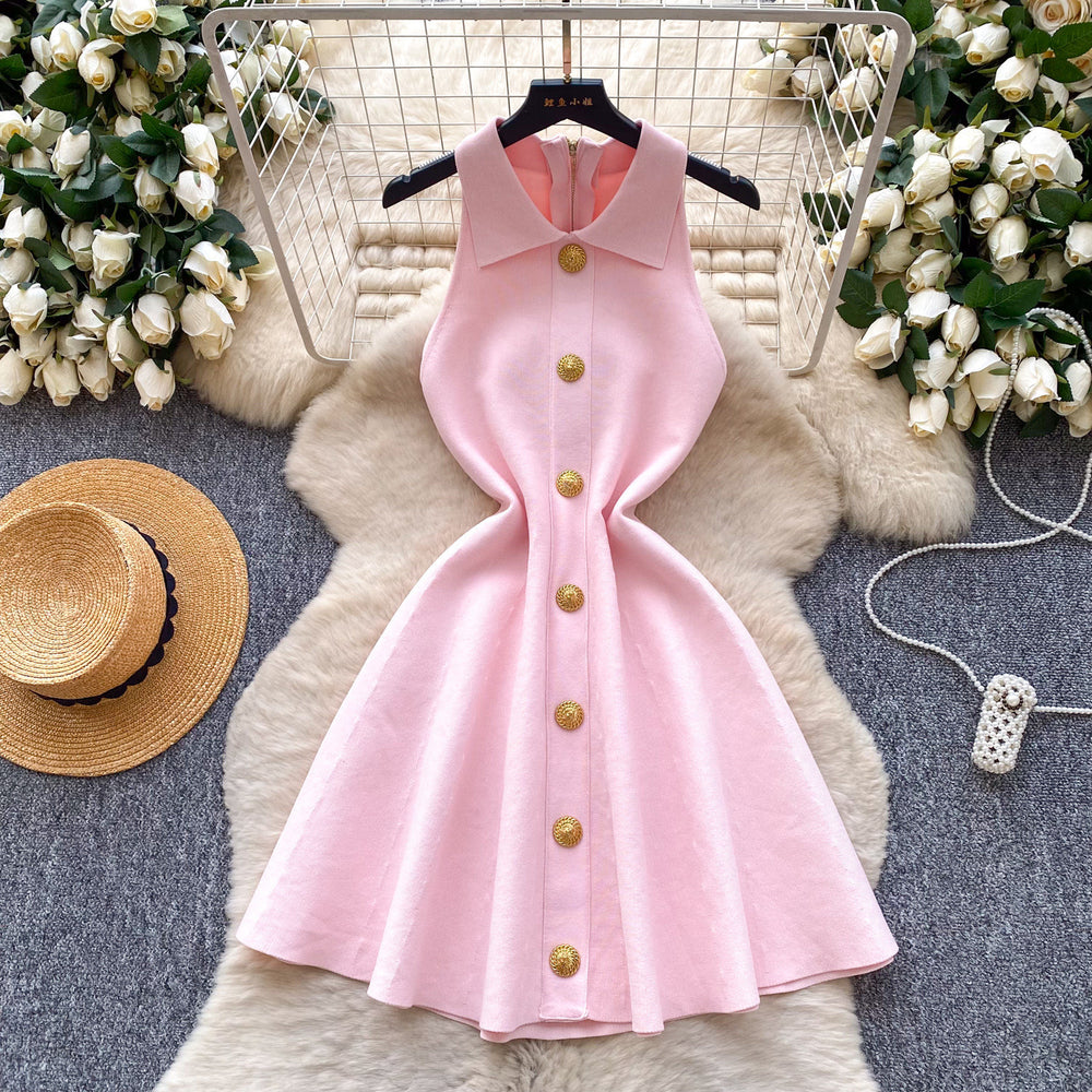 spring new arrival: sleeveless knit tank dress - cinched waist, flared skirt, petite-friendly inner layer/underskirt
