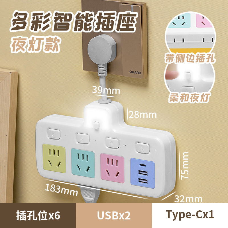 Colorful socket converter multi-function plug conversion for home with usb one to three multi-hole plug-in board
