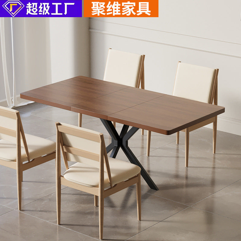 Custom-made nordic style dining table: modern minimalist rectangular pull-out design for small spaces - light luxury dining table for home use