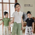 Chinese style girl new chinoiseriesummer chinese style plate button short sleeve medium large child girl national trend short sleeve comfortable breathable