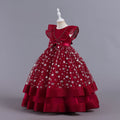New in stock children's skirt small flying sleeves kids dress princess dress girls piano performance dress kids dress