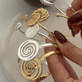 European and american cross-border fashion exaggerated irregular swirl design open ring alloy geometric spiral bracelet set for women