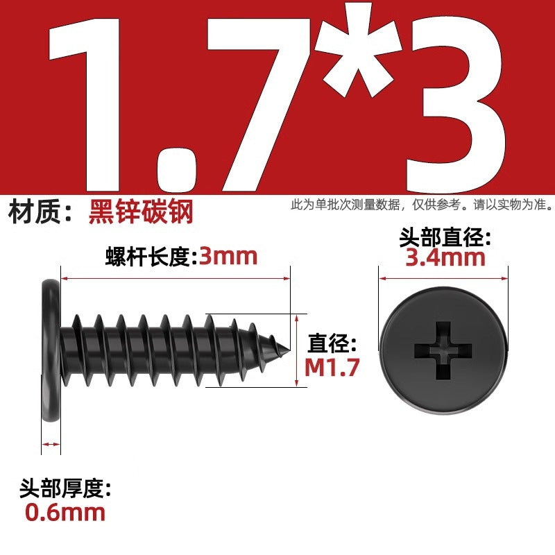 CA Iron Nickel Plated/Black Flat Head Cross Self-Tapping Screw Large Flat Thin Head Flat Head Pointed Tail Wood Self-Tapping Screw