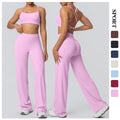 Sexy suspender back high waist hip lifting loosestraight-leg sports pants suit quick-drying running yoga fitness wear for women
