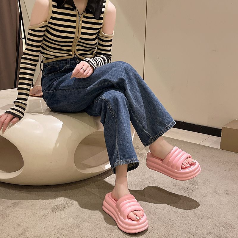 2024 women's platform flip-flops: summer eva anti-slip, height-boosting, soft, indoor/outdoor sandals - lightweight and comfortable