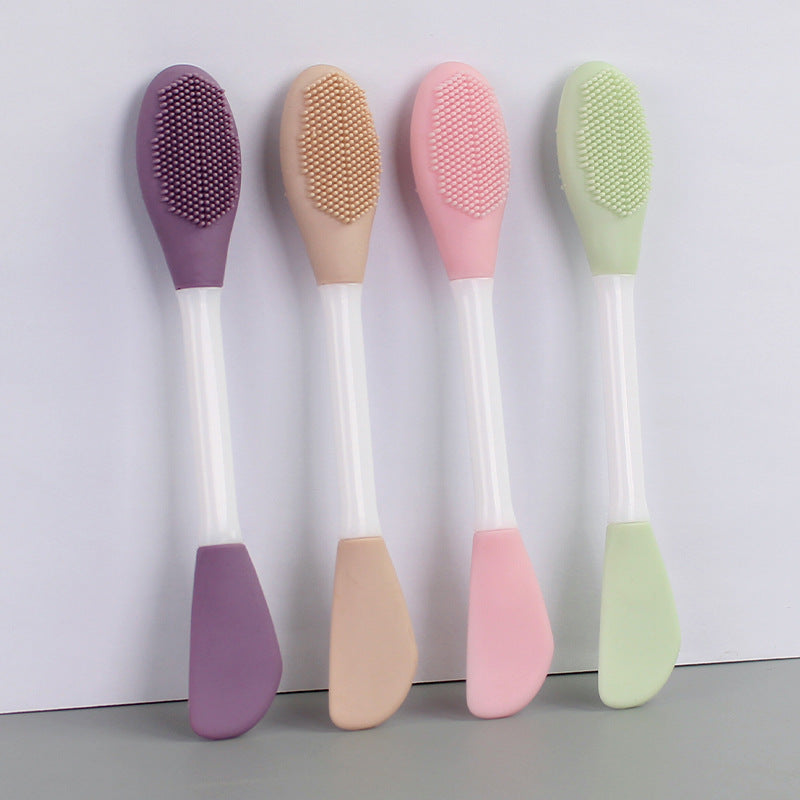 Double-ended silicone mask brush, facial cleansing brush, mud mask mixing and adjusting stick, dual-purpose brush stick, tpr soft rubber head cleansing brush