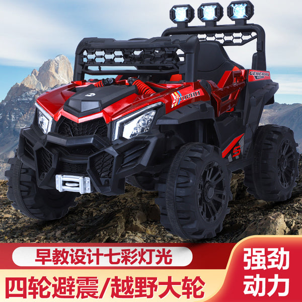 Children's electric car four-wheel double baby children's double drive stroller remote control toy car can seat people off-road car