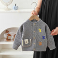 Kids' embroidered cartoon letter knit cardigan -  autumn/winter collection - boys' and girls' baby sweater coat