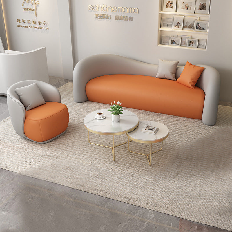 Cream nordic light luxury modern casual sofa designer creative special shaped shop straight row casual fabric sofa