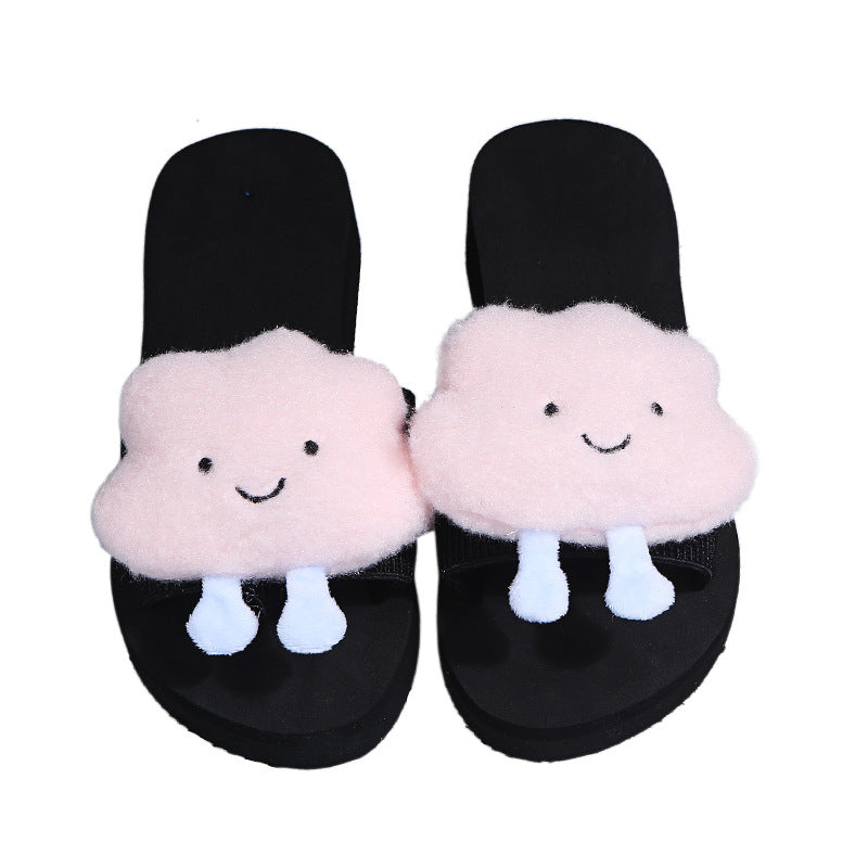 Plus size women's slippers for export, spring/summer 2024 new collection: elephant-themed chunky platform wedge slides, cartoon casual flip-flops