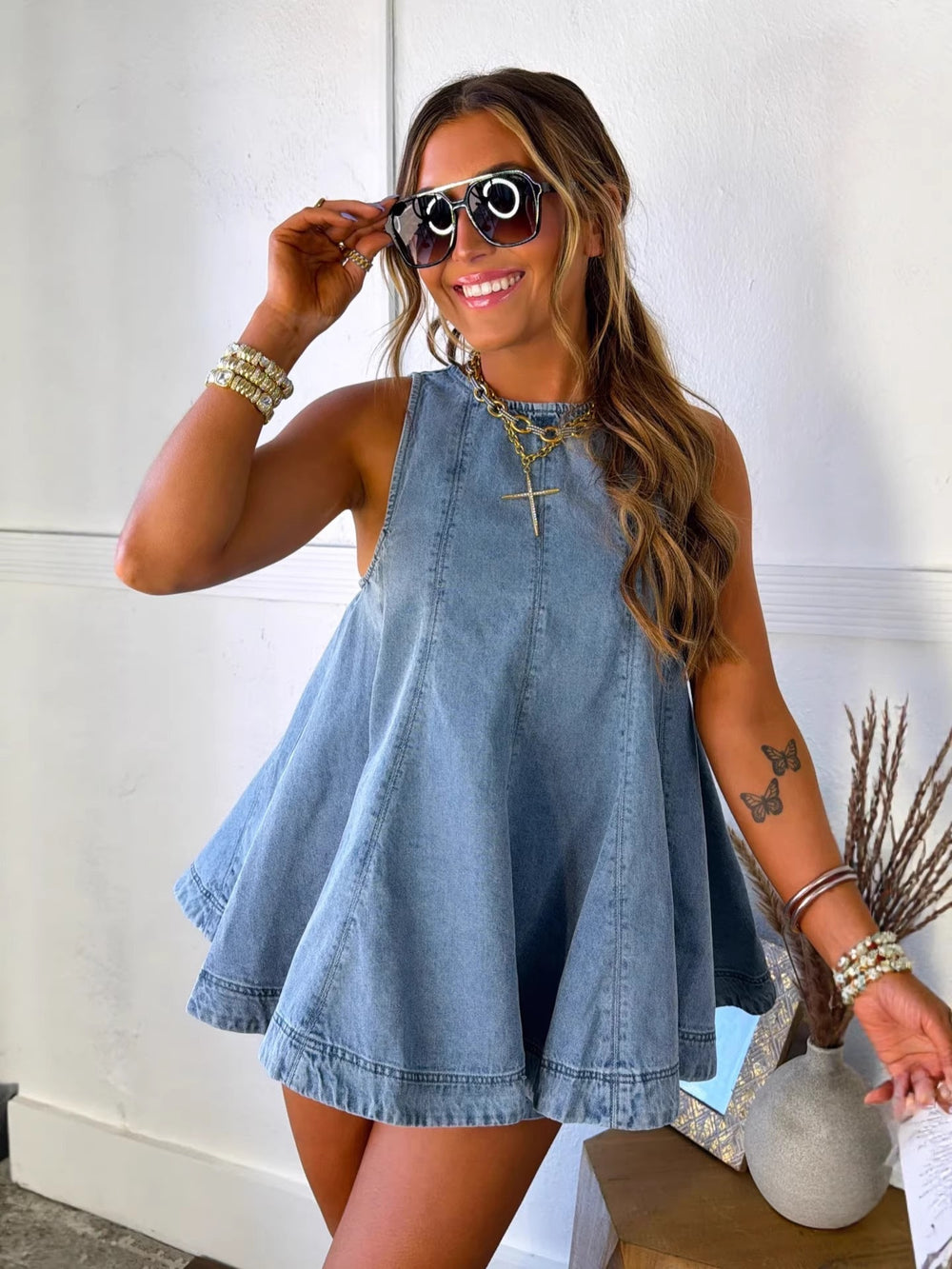 fashionable sleeveless ruffle vest and shorts two-piece set for women - new summer collection for  us & europe