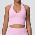 fashion breathable halter back yoga bra fashion seamless sports intimates women's summer bubble wrap fitness tops