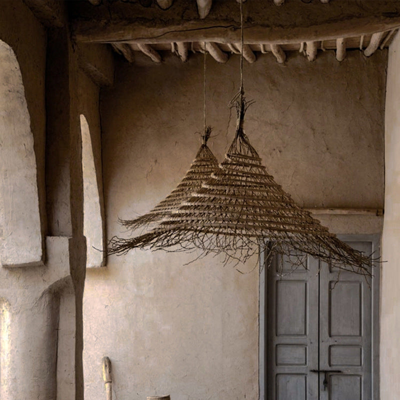 Wabi Silent Wind Catering Chandelier Chinese Living Room Dining Room Tea Room Zen Light Homestay Study Bedside Japanese Rattan Chandelier