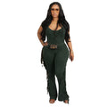 new cross-border european and american  hot-selling women's retro slim-fit one-piece tassel casual jumpsuit