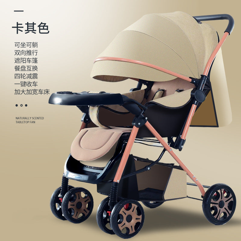 Two-way high-view baby stroller, sit and lie down, foldable baby lightweight stroller, baby stroller