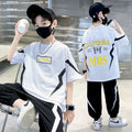Boys' summer outfit set: short-sleeve top & shorts - trendy  style, lightweight kids' activewear, street style