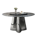Italian light luxury ultra-crystal stone dining table and chair set, marble dining table, small apartment home use, stainless steel round table with turntable