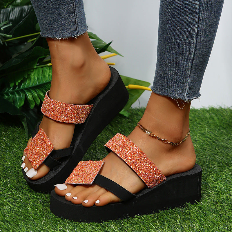 Independent station plus size 2024new arrivalthick sole slippers women's casualflats flip-flops women's sandals cross-border women's shoes in stock trendy