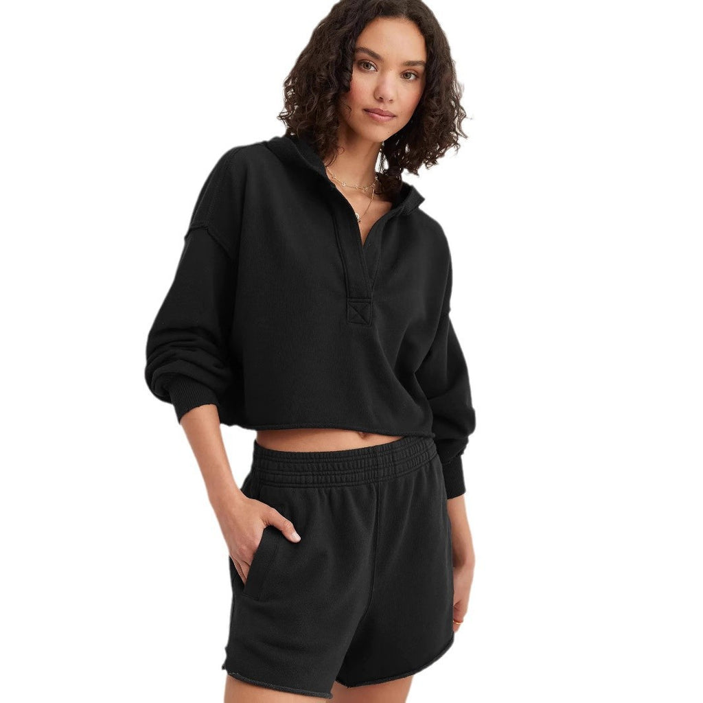 Cross-border hot sale fashion loose trendy brand hooded sweater women's spring and autumn European and American women's clothing v-neck top pullover long-sleeved shirt