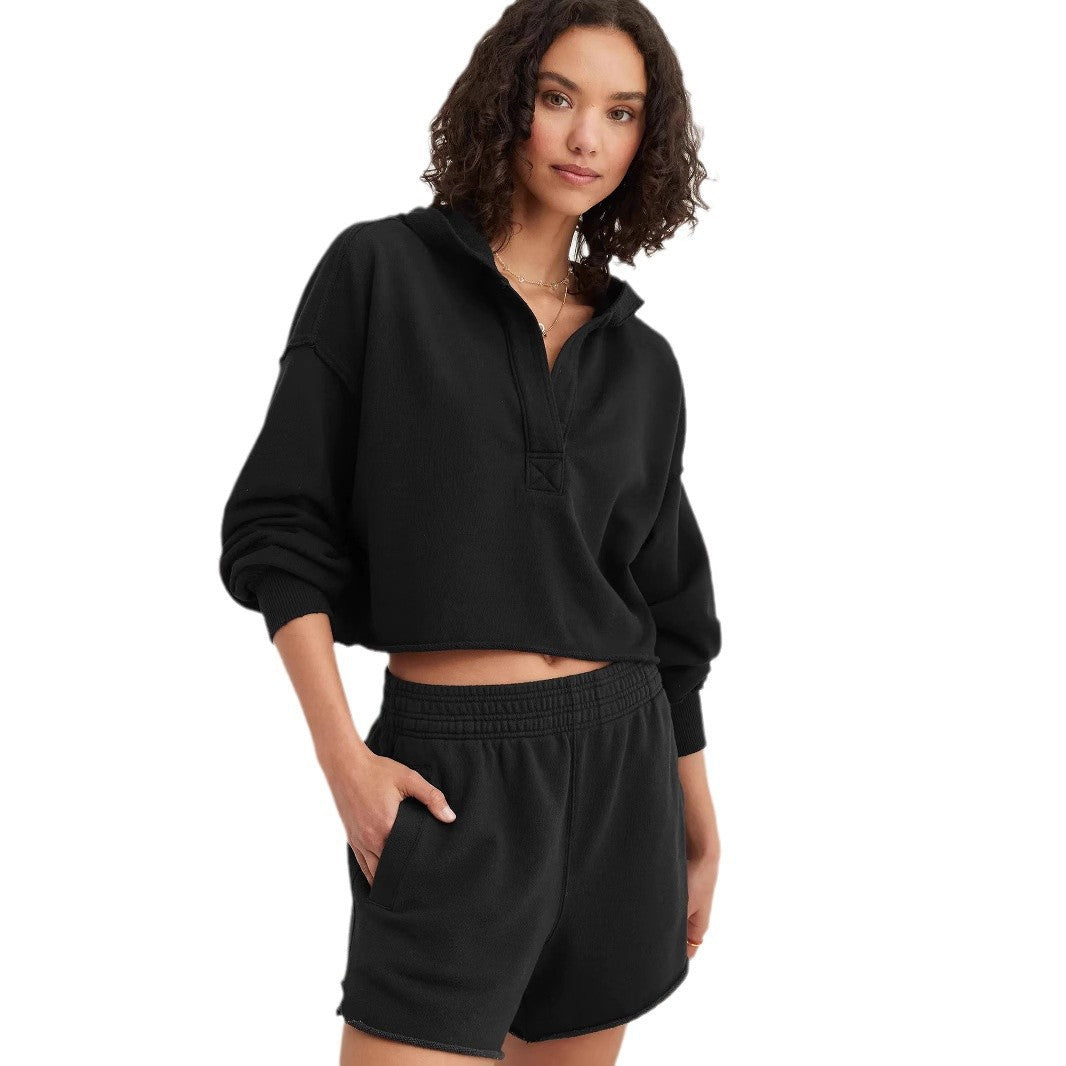 Cross-border hot sale fashion loose trendy brand hooded sweater women's spring and autumn European and American women's clothing v-neck top pullover long-sleeved shirt