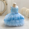 Ready-to-ship new girls' evening gown double-layer wedding cake princess dress first birthday party dress kids dress