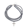Stacked cross beaded necklace wholesale cross-border simple versatile accessories niche high-end hip-hop pendant necklace