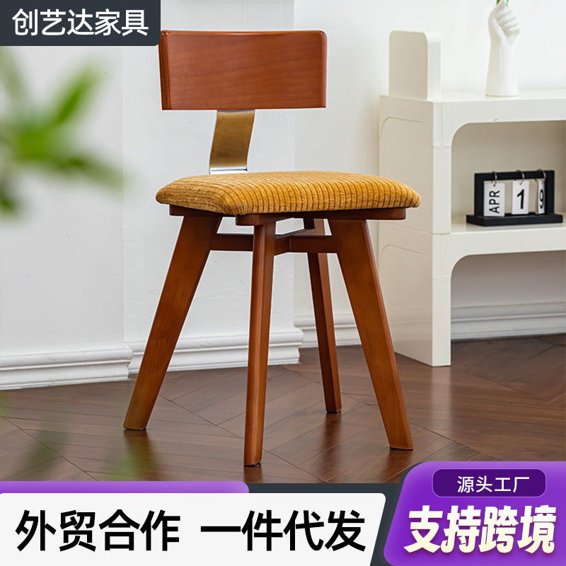 Used dining chairs nordic solid wood backrest dining table chairs wabi-sabi style stools wholesale designer french vintage chairs