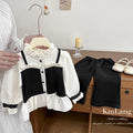Girls' outfit set:  autumn new fashion korean style chanel-inspired blouse, chic two-piece set for little girls
