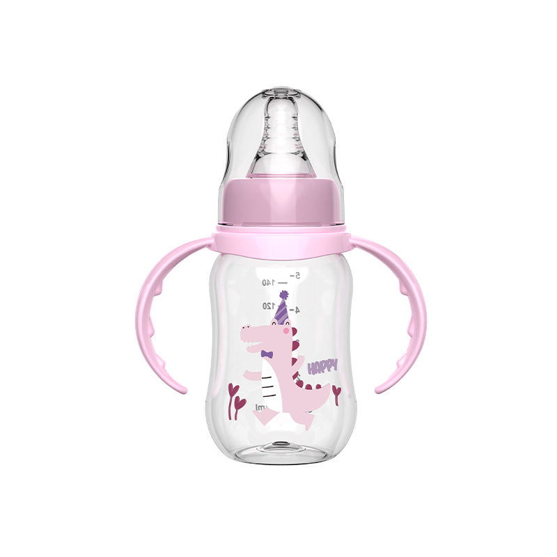 English boxed baby bottle, newborn anti-drop pp bottle, baby anti-choking and anti-flatulence with handle mark mouth bottle