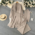 Autumnew arrival lazy looseknittingsuit women's long shawl cardigan + turtleneck sweater + loose pants three-piece set