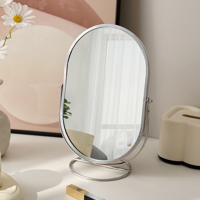 Makeup mirror desktop desktop bedroom makeup mirror can rotate 360 degrees oval mirror ins style dormitory dressing mirror
