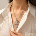 Gothic cross necklace wholesale - european and american cross-border fashion pendant, sweet & cool diamond-studded ins style metal necklace for women