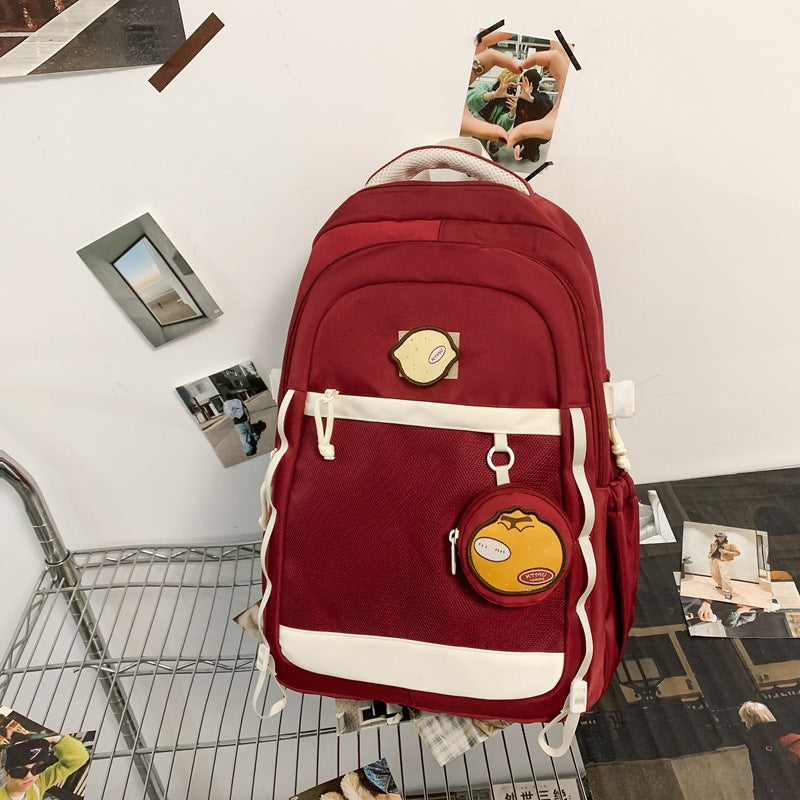 Large capacity backpack women's ins niche style double shoulder bag high school student casual sports backpack men's versatile laptop travel bag