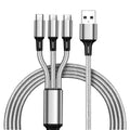 Nylon braided 3-in-1 charging cable, multi-port 2a fast charging, laser-engraved logo, wholesale