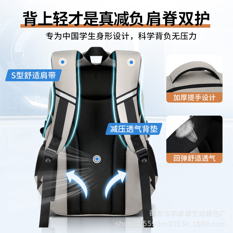 New schoolbag for high school students, children's backpack for primary school students in grades 3-6, large-capacity Oxford cloth business travel bag