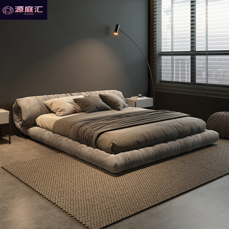 Fabric bed italian normcore wabi-sabi style master bedroom for home modern casual 15.18m m technology cloth bed flower roll bed